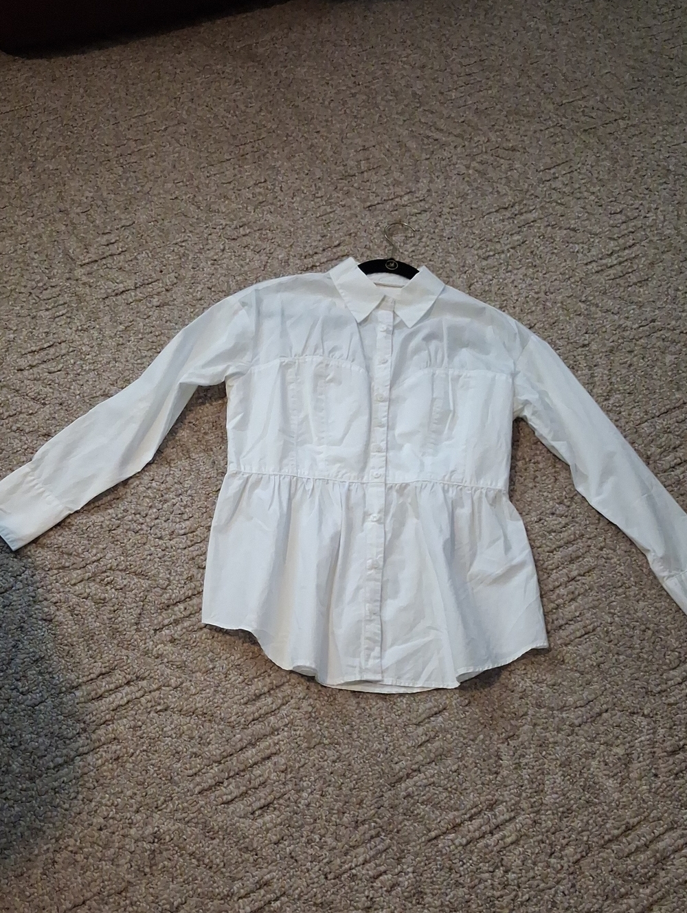 Anthropologie White Button-Front Peplum Blouse
